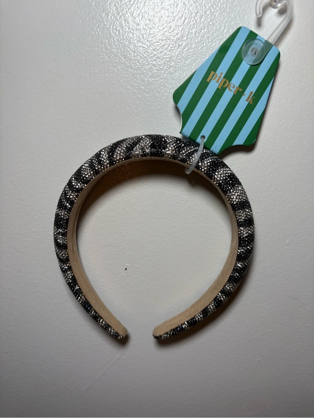 Piper Black and Silver Glitter Padded Headband